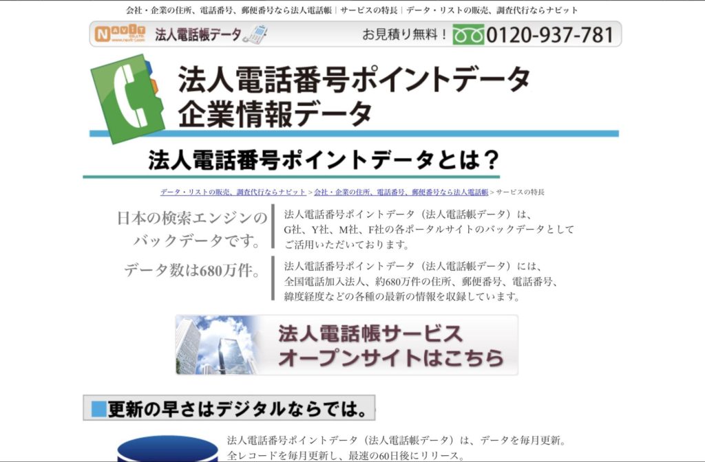 法人電話帳データの特徴と電話帳リスト