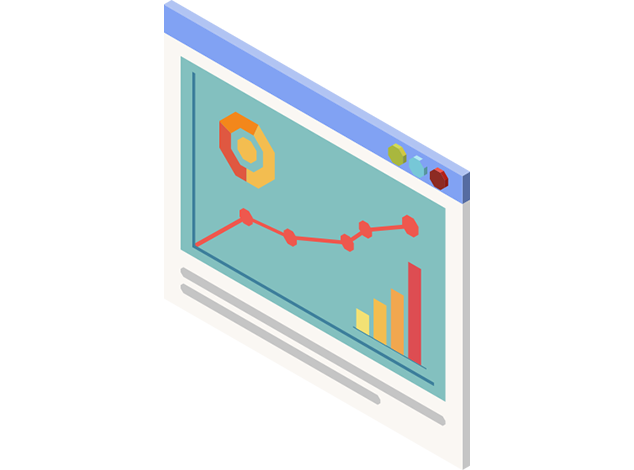 結果レポートのアイコン - グラフと分析データ