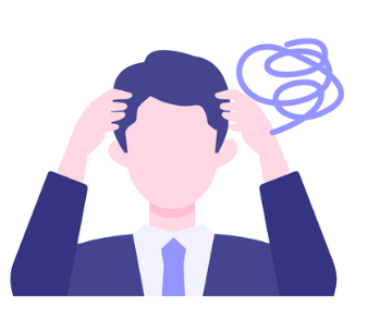 困ってモヤモヤしている男性のイラスト